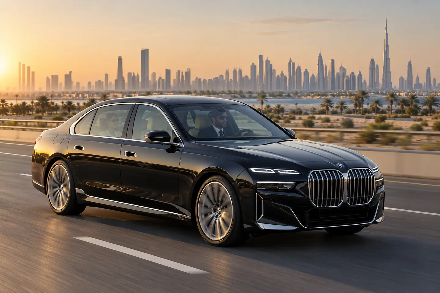 2026 BMW 7 Series chauffeur service from Dubai to Abu Dhabi