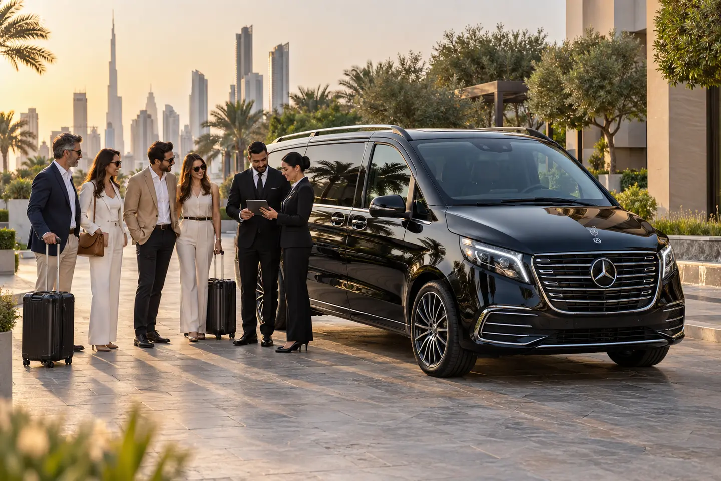 2026 Mercedes V-Class for coordinated family office guest transportation in Dubai