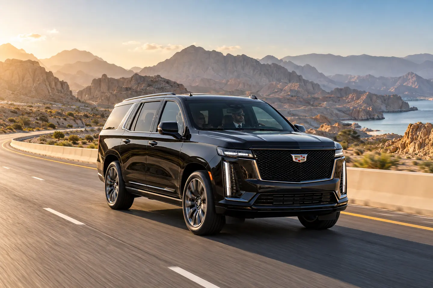 2026 Cadillac Escalade executive mobility service from Dubai to Muscat