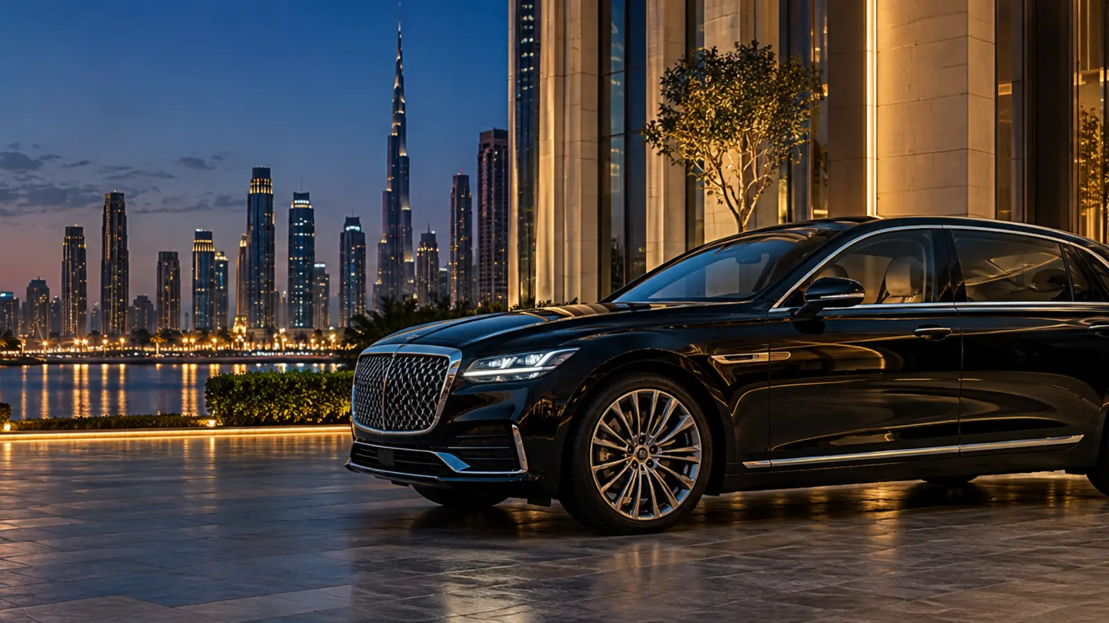 Luxury chauffeur vehicle prepared for executive travel in Dubai